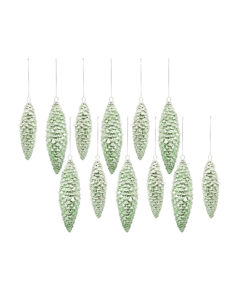 Slickblue Frosted Pinecone Drop Ornament (Set of 12