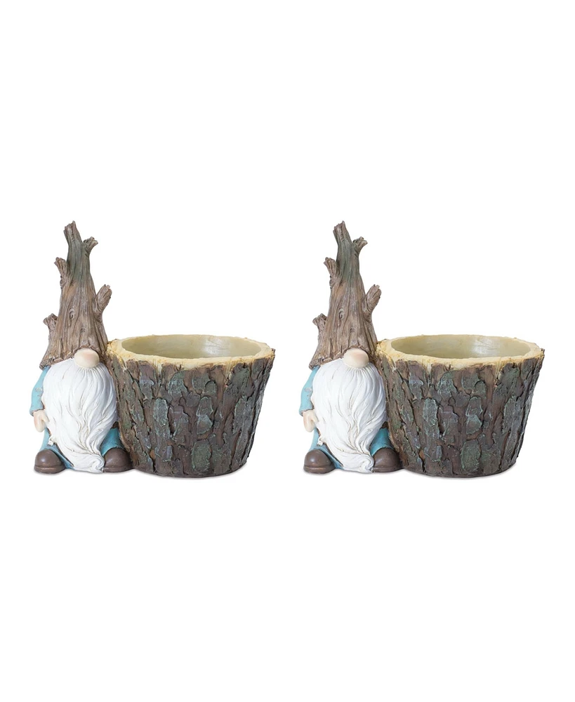 Slickblue Tree Trunk Gnome Planter (Set of 2)