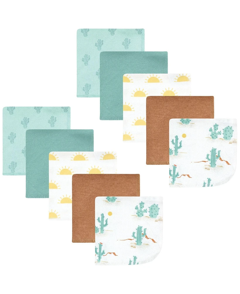 Hudson Baby Flannel Cotton Washcloths, Desert Cactus Pack