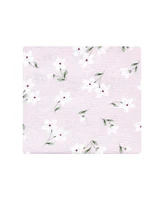 Hudson Baby Infant Girl Cotton Rich Flannel Receiving Blankets Bundle, Purple Dainty Floral, One