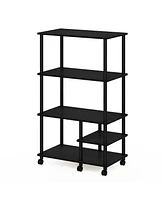 Furinno Turn-n-Tube 4-Tier Toolless Kitchen Storage Shelf Cart, Americano & Black