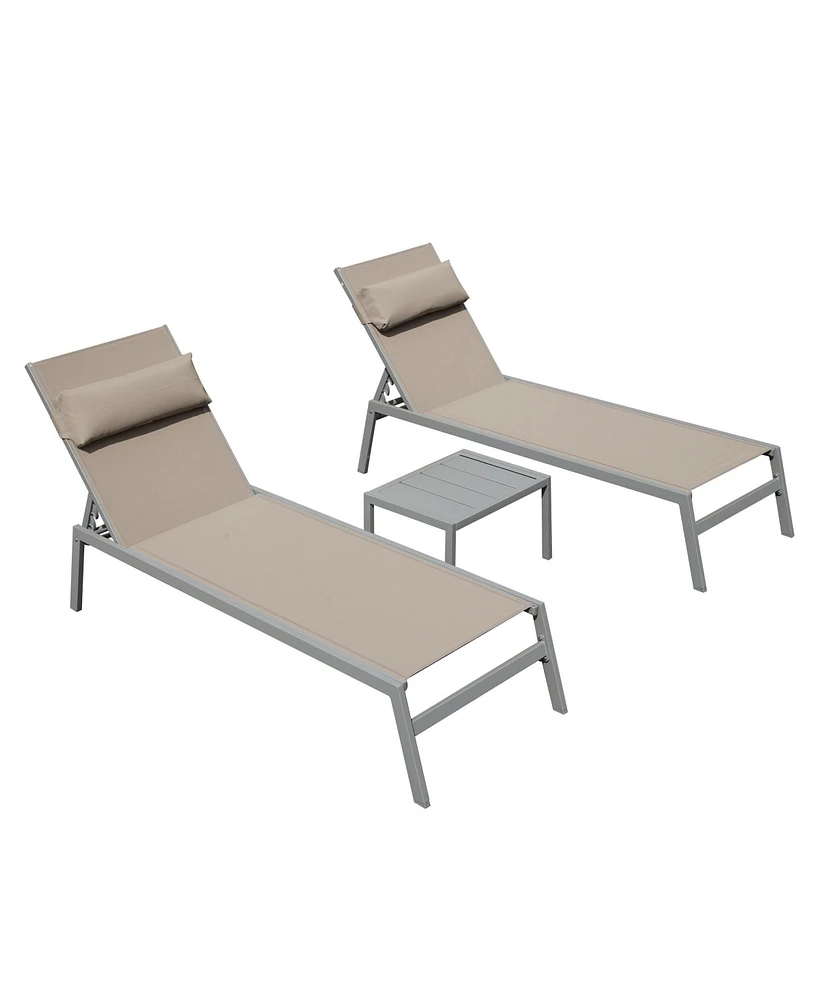 Simplie Fun Premium Aluminum Lounge Chair Ultimate Comfort with 5 Reclining Positions