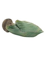 Slickblue Garden Leaf Bird Bath With Hedgehog Accent (Set of 2)