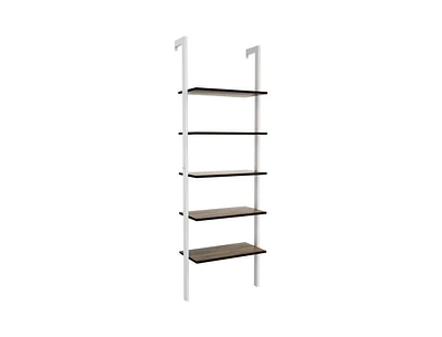 Slickblue 5-Tier Wood Look Ladder Shelf with Metal Frame for Home