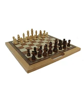 We Games 3-in-1 Camphor Wood Chess, Checkers and Backgammon Game Set with a Folding Board and Handle for Easy Travel