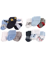 Luvable Friends Baby Boys Cotton Terry Socks, 12-Piece, Space Blue Gray, 0-3 Months