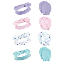 Hudson Baby Baby Girls Hudson 16Pc Cotton Headband and Scratch Mitten Set, Peacock Flamingo, 0-6 Months