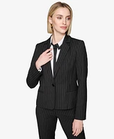 Karl Lagerfeld Paris Women's Pinstriped One-Button Blazer