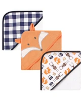 Hudson Baby Infant Boy 6Pc Cotton Rich Hooded Towels Bundle Set, Orange Fox Fox, One Size