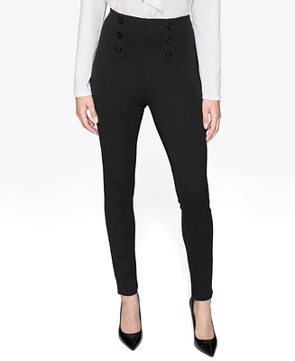 Karl Lagerfeld Paris Women's Button Detail Ponte Pants