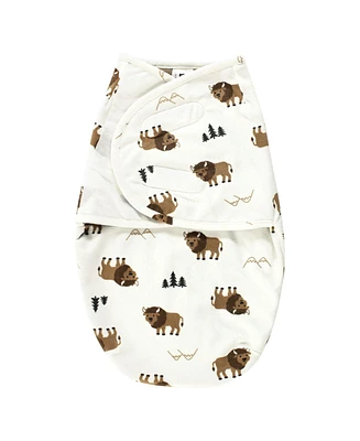 Hudson Baby Baby Boys Plush Faux Fur Swaddle Wrap, Wild Buffalo, 0-3 Months