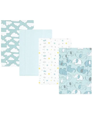 Hudson Baby Infant Boy Cotton Flannel Burp Cloths, Boy New Elephant -Pack