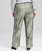 And Now This Trendy Plus Faux-Leather Cargo Pants, Created for Macy's