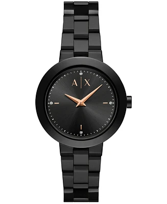 A|X Armani Exchange Women's Quartz Two-Hand Black Stainless Steel 36MM