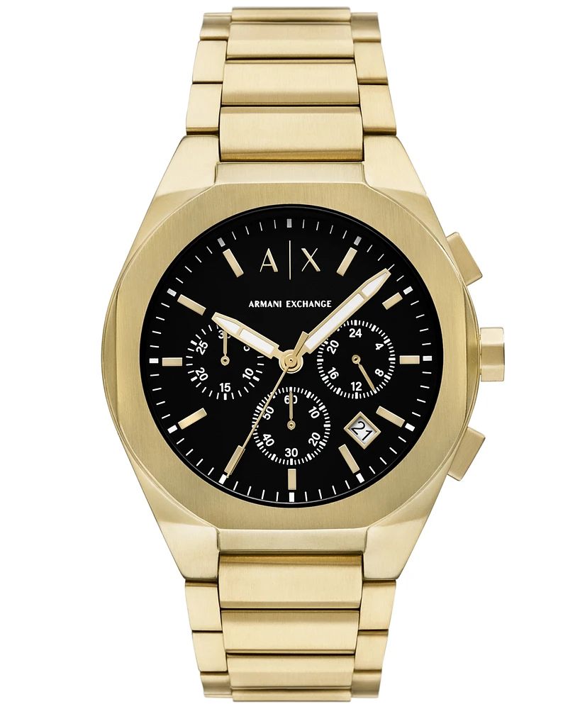 A|X Armani Exchange Men's Quartz Chronograph Gold Stainless Steel Watch 42MM