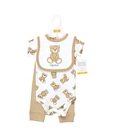 Hudson Baby Boys Cotton Bodysuit, Pant and Bib Set