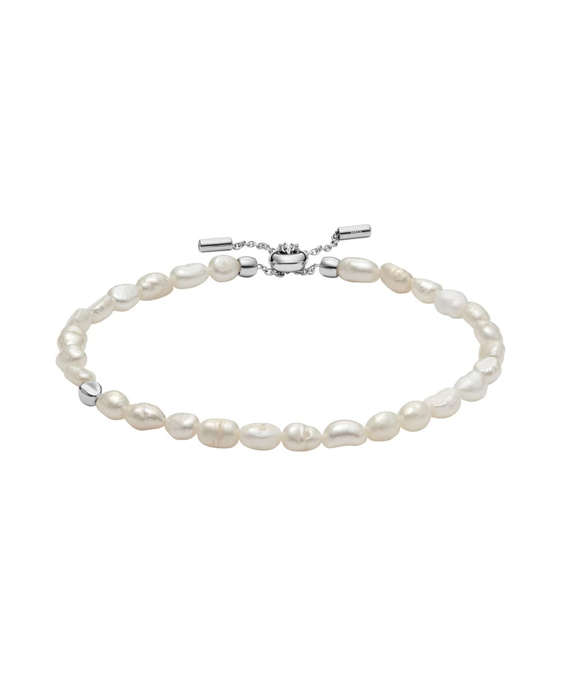 Skagen Women's Agnethe Pearl White Freshwater Pearl Slider Bracelet