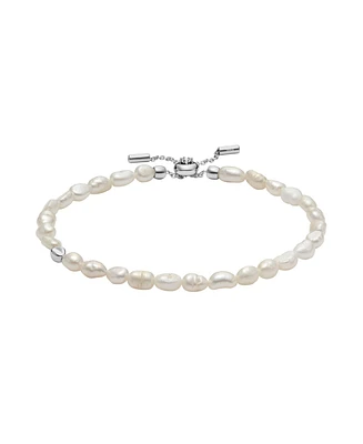 Skagen Women's Agnethe Pearl White Freshwater Pearl Slider Bracelet