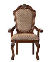 Streamdale Furniture Chateau De Ville Arm Chair (Set-2) in Fabric & Cherry