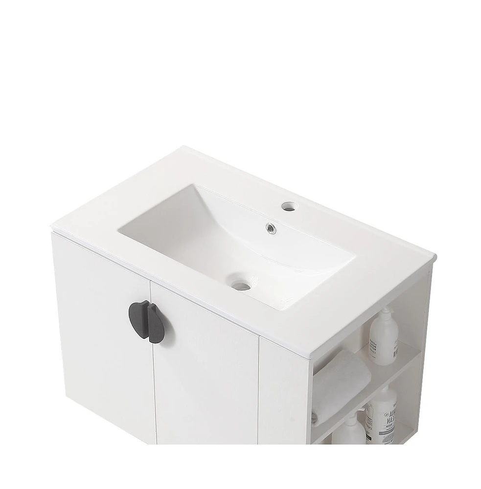 Simplie Fun Elegant Bathroom Vanity Modern Design, Ample Storage & Ceramic Sink