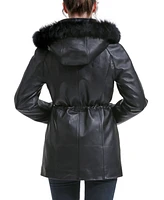 Bgsd Women's Uzima Leather Hooded Parka Coat