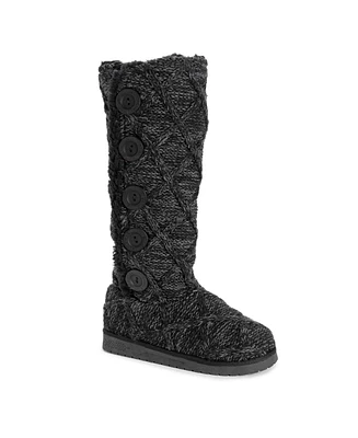 Muk Luks Women's Malena Boots, Black Lattice, 7