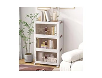 Slickblue Gal 3-Tier Stackable Storage Boxes Bins with Magnetic Doors and Lockable Casters