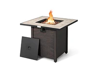 Slickblue 30 Inch Square Propane Gas Fire Pit Table Ceramic Tabletop