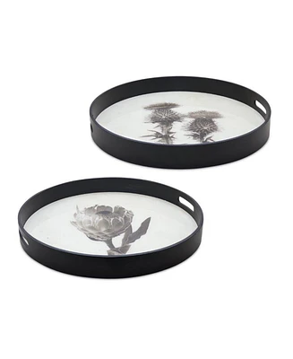 Slickblue Set of 2 Botanical Design Trays - Stylish Home Decor Accents