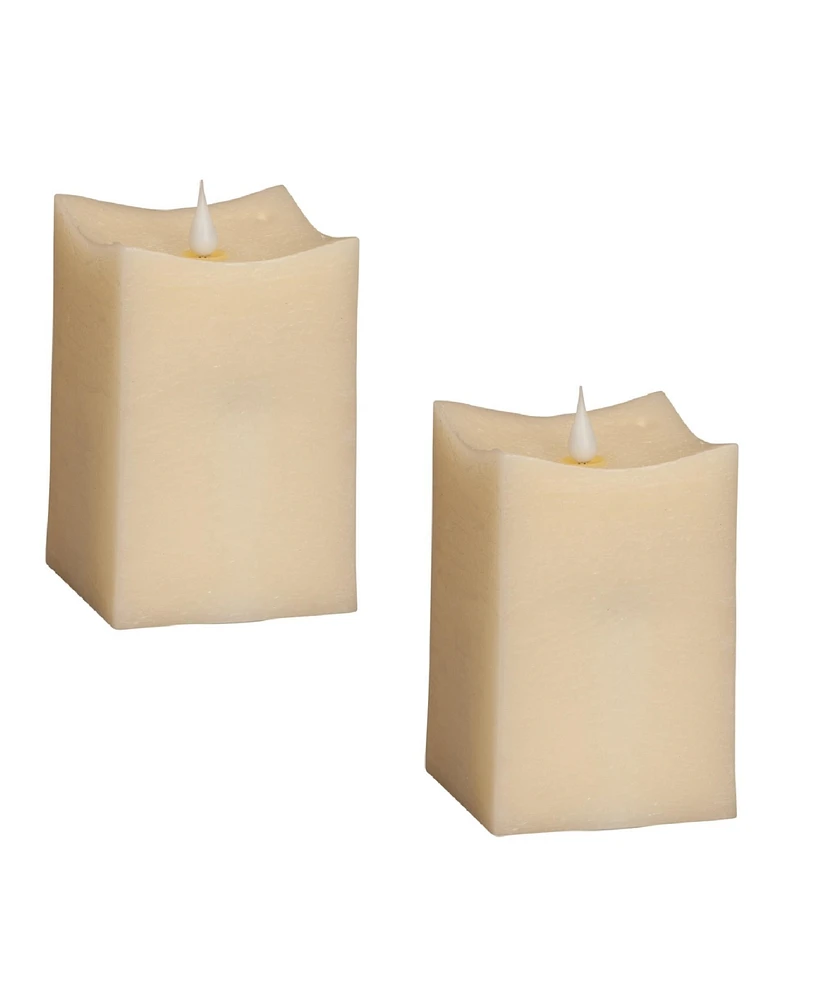 Slickblue Led Squared Candle with Moving Flame and Remote (Set of 2