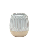 Slickblue Ribbed Porcelain Vase With Two Tone Design (Set of 2)