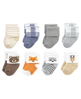 Hudson Baby Baby Boys Hudson Cotton Rich Newborn and Terry Socks, Woodland, 0-6 Months