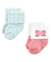 Hudson Baby Girls Cotton Rich Newborn and Terry Socks