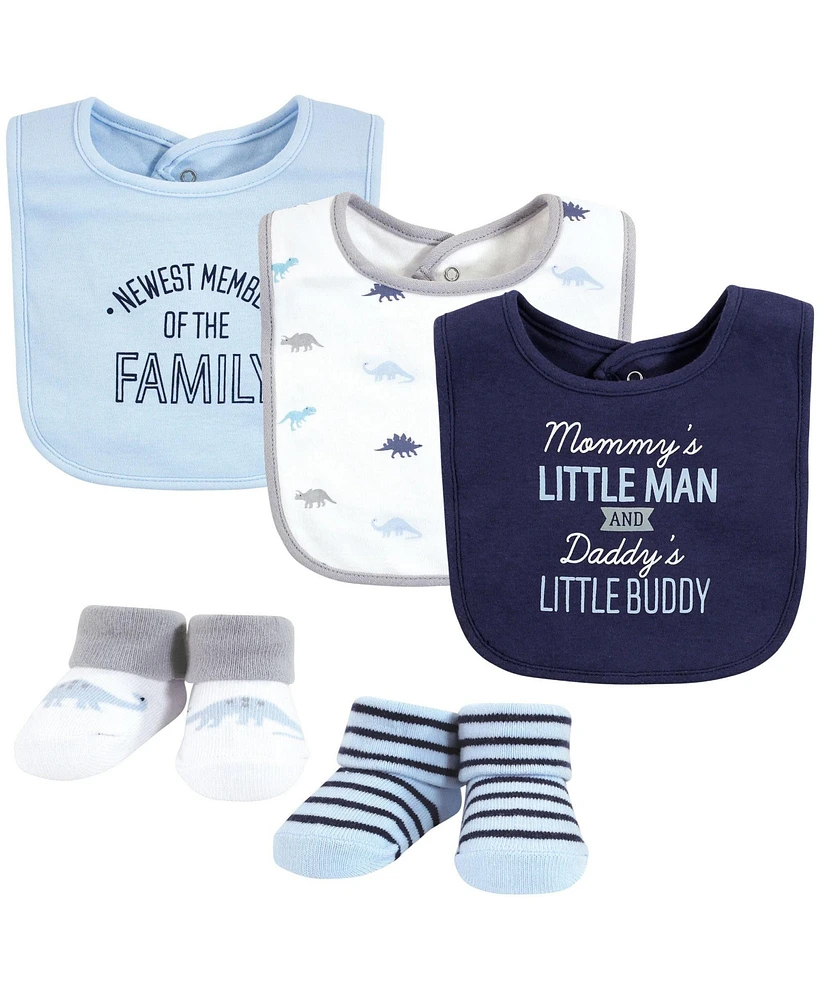 Hudson Baby Baby Boys Cotton Bib and Sock Set, Newest Family Member, One