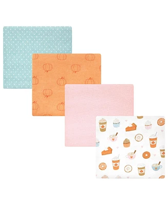 Hudson Baby Infant Girl Cotton Flannel Receiving Blankets, Pumpkin Spice, One Size