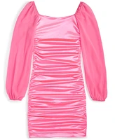 With Jules Big Girls Long-Sleeve Ruched Dress