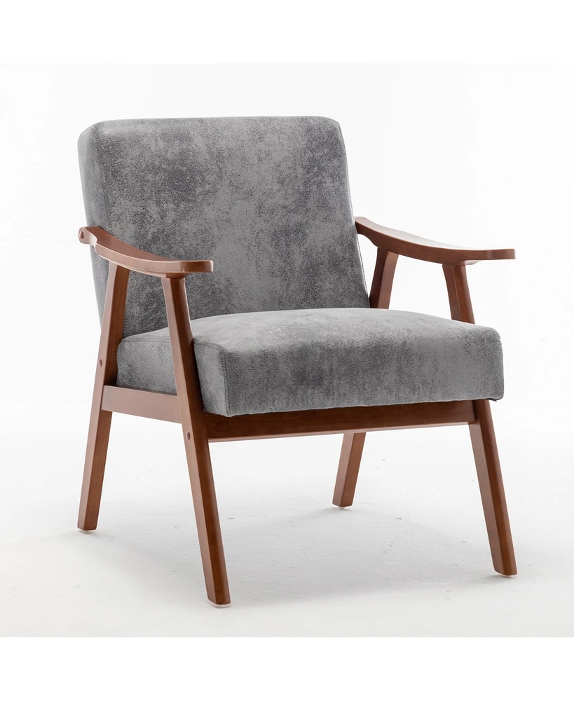 Simplie Fun Mid-Century Velvet & Wood Accent Chair for Comfort and Style