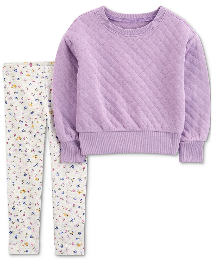 Carter's Toddler Girls Quilted Top & Floral Leggings Set