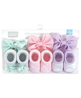 Hudson Baby Baby Girls Headband and Socks Giftset, Purple Mint, One