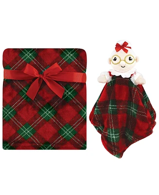 Hudson Baby Infant Girls Plush Blanket with Security Blanket, Mrs. Claus, One Size