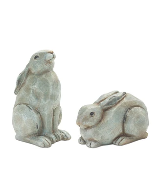 Slickblue Garden Rabbit Figurines - Set of 2 Outdoor Decor Pieces