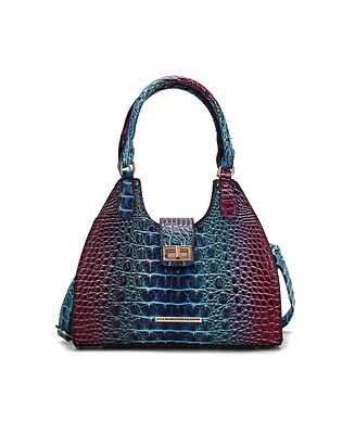 Mkf Collection Ava Gradient Rainbow Faux Crocodile-Embossed Tote Bag by Mia K