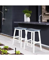 Aoodor Outdoor Bar Stools,Set of 2 Bar Chairs, 28 Inch Hdpe Patio Counter Height Bar Stools with Footrest for Backyard, Garden, Lawn and Patio