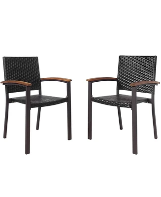 Slickblue Set of 2 Outdoor Patio Pe Rattan Dining Chairs