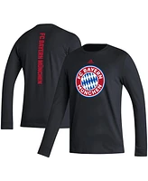 Adidas Men's Black Bayern Munich Vertical Wordmark Long Sleeve T-Shirt