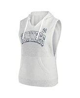 Fanatics Women's Ash New York Yankees Lounge Script Sleeveless Pullover Hoodie