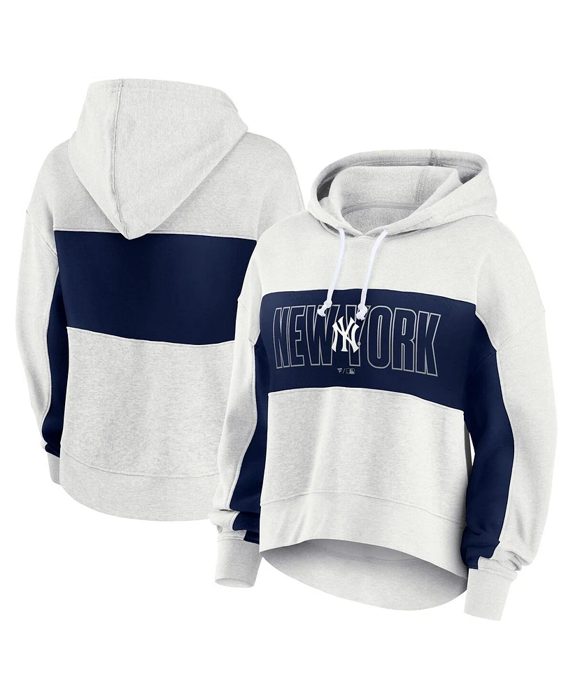 Fanatics Women's Oatmeal New York Yankees Up for It Fleece Pullover Hoodie