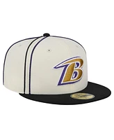 New Era Men's Cream Baltimore Ravens Soutache 59FIFTY Fitted Hat