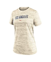 Nike Women's Cream Los Angeles Dodgers 2024 City Connect Authentic Collection Practice Velocity Performance T-Shirt