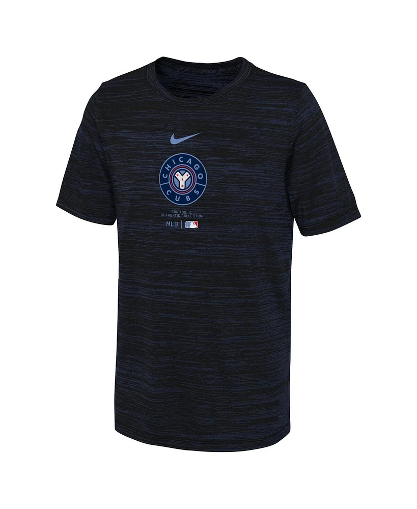 Nike Big Boys and Girls Navy Chicago Cubs City Connect Practice Graphic Performance T-Shirt